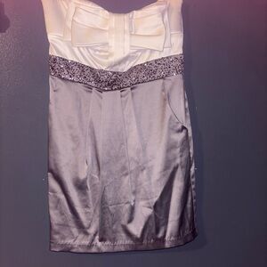 FRIENDS Strapless Dress in White and Gray